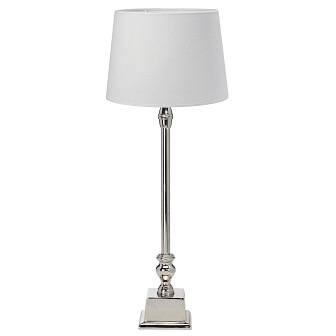 Lampa stołowa Linne chrom z białym abażurem 48cm